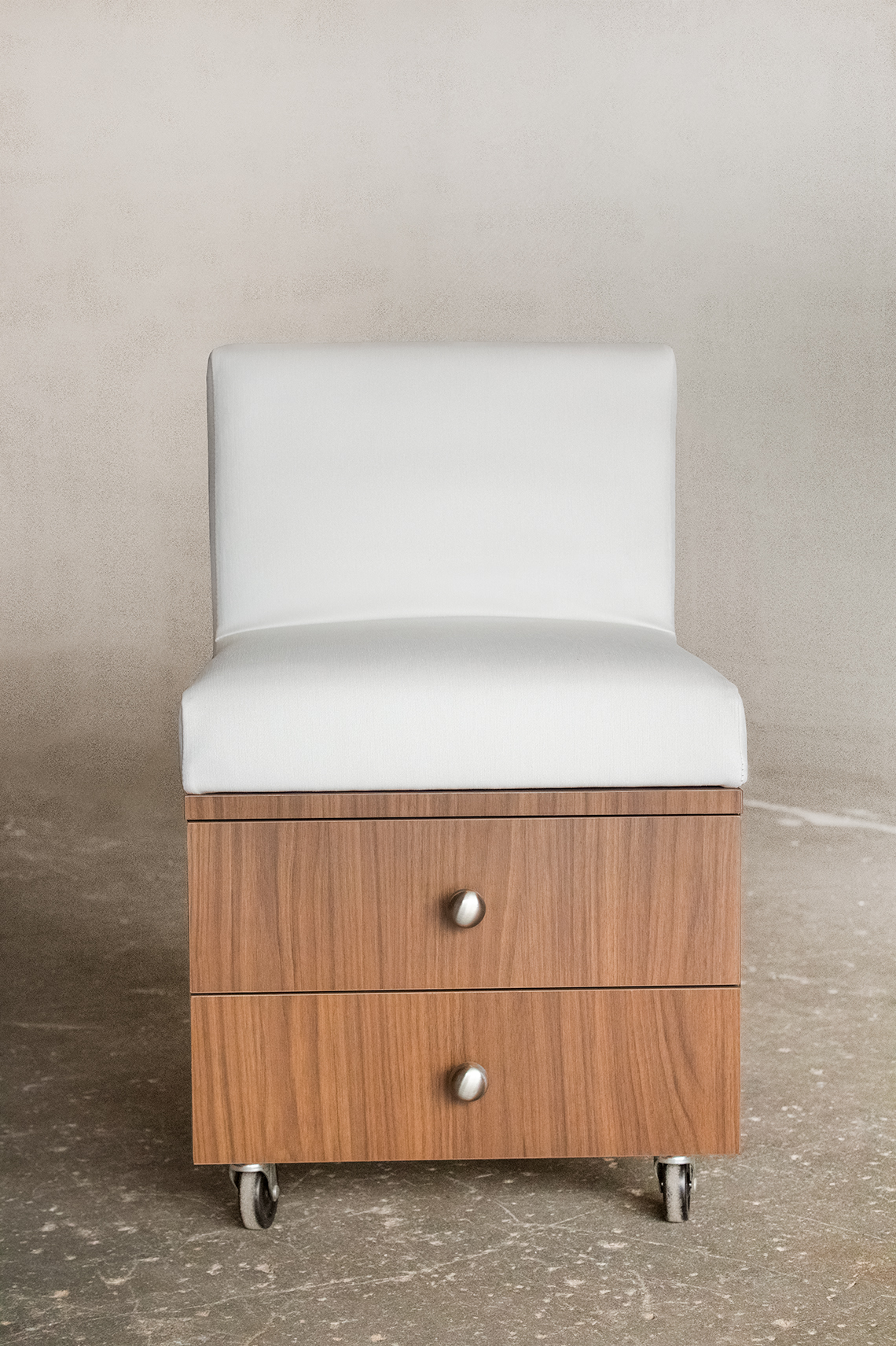 HUDSON Square Pedicure Stool w/Backrest - Double Drawer