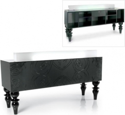 MIDNIGHT DESK Reception Desk-Illumination,Glossy Black or White Front