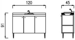 BASE WASH C Rear Backwash Cabinet,Inox Steel Sink and Mixer