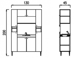 BACK SYSTEM 130 Rear Backwash Cabinet,Inox Steel Sink and Mixer