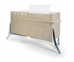 PLATOIR LIGHT Reception Desk in Wood or Aluminum with Lights