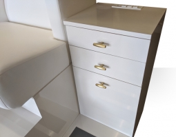 Storage cabinet on step