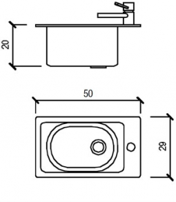 Single Sink with Faucet for Glass Countertop